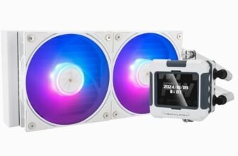 TR FW 240 Bianco ARGB CPU Raffreddatore ad acqua, Doppio PWM Ventole Sistema di raffreddamento ad acqua, Display LCD IPS con risoluzione 320 x 240, per AMD / AM4 / AM5 e Intel LGA1700