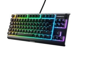 SteelSeries Apex 3 TKL, RGB tastiera da gaming , Fattore di forma compatto senza tastierino numerico studiato per gli eSport, Illuminazione RGB a 8 zone, Layout Inglese QWERTY