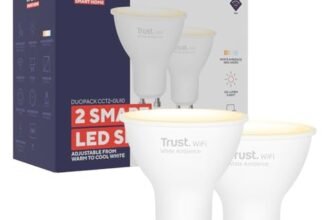 Trust WiFi GU10 Lampadina Smart, Lampadina LED Compatibile con Alexa e Google Nest, Lampadina Dimmerabile, Hub non Necessario, 2.4GHz Lampada WiFi, Faretto LED Bianca, Luce Fredda e Calda – 2 Pezzi