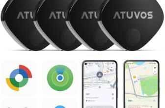 ATUVOS Air Tag Pro Smart Tag Tracker per Android & iOS, Dual System Localizzatore Bluetooth Funziona con Google Funzioni Trova o Apple Dov’è APP, per Bagagli, Borse.Batteria Sostituibile. 4 pezzi Nero