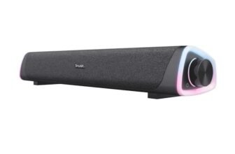 Trust Liro Soundbar PC 12W, Stereo Speaker con Illuminazione LED RGB, Sound Bar Jack AUX 3.5 mm, Casse PC con Alimentazione USB, Altoparlanti per PC Laptop Desktop Tablet Smartphone TV, Nero
