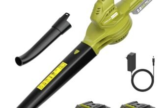 Soffiatore a Batteria con 2×2.0Ah,20V Soffiatore Foglie Elettrico, 3 velocità,Max velocità di15000RPM,max regolabile240km/h Caricabatterie,per foglie giardino, trucioli legno