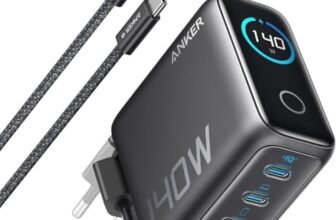 Anker Caricatore USB C 140W, Adattatore GaN Rapido e Compatto a 4 Porte, Comandi Tattili Intuitivi, per iPhone 17 Pro Max/Serie 16-12, Samsung S25 Ultra, MacBook Air/Pro, Pixel, AirPods e Altri (Nero)