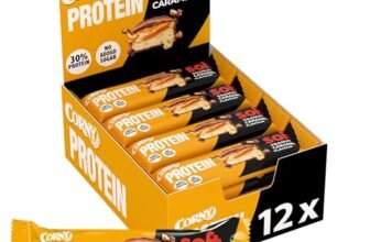 Corny Soft Barretta Proteica Arachidi e Caramello, Ricca di Proteine, Senza Zuccheri Aggiunti, 12 Barrette x 45g