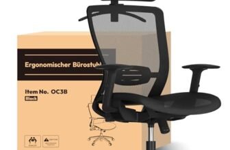 FLEXISPOT Sedia Ufficio Ergonomica Poltrona da Ufficio Poltrona Girevole Regolabile in Altezza, con Supporto Lombare per Poggiatesta e Funzione di Inclinazione, OC3 AIR(Nreo).