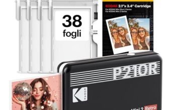 KODAK Mini 2 Retro Stampante Fotografica Portatile 5,3 x 8,6 cm, 38 Fogli, Stampante Smartphone Bluetooth per iPhone & Android, Stampe a Colori Istantanee, Sublimazione 4PASS, Nero