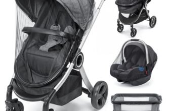 2 Pezzi Zanzariera Passeggino Universale, Zanzariera Passeggino con Bordo Elastico, Rete in Poliestere Resistente, Traspirante, Protezione Insetti e Sconosciuti, Facile da Installare e Riporre, Nero