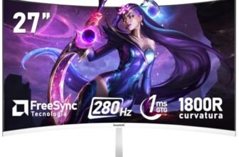 Gawfolk 27 pollici 280Hz curvo monitor per computer da gioco, 1800R，FHD 1080P, 98% sRGB, 1ms，FreeSync，178 ° grandangolo,HDMI、DisplayPort，Compatibile con il montaggio a parete 100 * 100mm – bianco