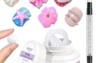 MIZHSE 30G Bianco 3D Scultura Nail Gel, 3D Gel Nail Art per Modellazione, Scultura Unghie Glue Non Stick Mano, Rhinestone Glue per Nail Art con Pennello in Silicone, Strumento per Manicure fai da