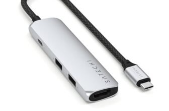SATECHI Hub USB C 4 in 1 Slim Plus, Adattatore Multipuerto con Ricarica PD 100W, HDMI 4K@60Hz e 2 Porte USB-A Dati 10Gbps per MacBook Air & Pro, PC Portatile – Argento
