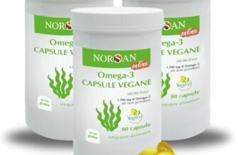 NORSAN Omega 3 Vegan Capsule 3x 80 pezzi – 1.700 mg di Omega 3 vegetale per dose giornaliera – Omega 3 Vegano senza reflusso con 420mg EPA e 840mg DHA – Vegan omega 3 da coltivazione sostenibile