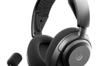 SteelSeries Arctis Nova 3P – Cuffie da gioco multipiattaforma wireless – Controllo via app – Batteria 40h – Driver magnetici al neodimio – 2,4GHz/BT – Mic staccabile – PS5, PS4, PC, Switch – Nero
