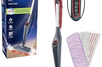 Vileda Steam Plus Pro XXL scopa a vapore, rimuove fino al 99% di batteri e virus, ideale per pavimenti delicati, con 4 impostazioni di vapore, include vassoio di stoccaggio