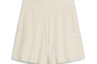 PUMA Ess Elevated High-Rise Rib Shorts 5″, Pantaloncini Lavorati a Maglia Donna, Alpine Snow, L