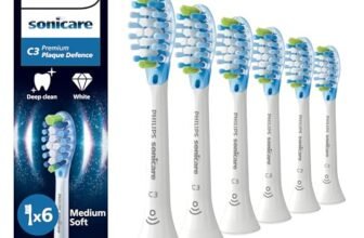 PHILIPS Sonicare C3 Premium Plaque Defence, testine di ricambio originali, bianco, confezione da 6, HX9046/87, Nuovo, 6 Testine