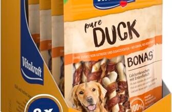 Vitakraft Pure Duck Bonas, snack cane, ossi al calcio con carne d’anatra, snack per l’addestramento del cane (8x 80g)