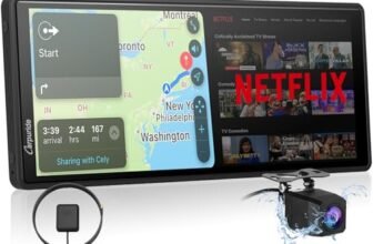 CARPURIDE Wireless CarPlay e Android Auto 4+64 GB, Navigazione Online e Offline, G00GLE Play, BT, Antenna GPS, Telecamera di Backup, Schermo Intero 10,26″, Area di Visualizzazione 9,3″