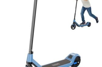 Monopattino Elettrico Bambini 6-12 Anni, 3 Velocità 6/10/16 KM/H, Freno Elettronico, Display a LED, Luci LED Colorate, E Scooter per Bambini e Bambine