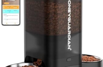 HoneyGuaridan 5L Distributore Automatico Cibo Gatti Adatto a Due Gatti, Dispenser Crocchette Gatto Con 2.4G/5G WiFi, Programmabile 6 Pasti al Giorno, Registrazione Vocale 10s, Doppia Alimentazione