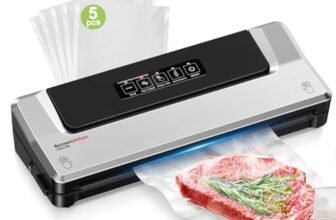 Bonsenkitchen Macchina Sottovuoto per Alimenti 4 in 1 – Macchina Sottovuoto per La Cottura Sottovuoto e La Conservazione di Alimenti Freschi, Con Modalità Vuoto Esterno, con 5 sacchetti sottovuoto