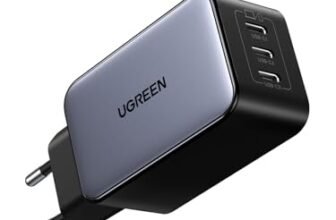 UGREEN Nexode Caricatore 65W con 3 USB C, Caricabatteria 45W PPS Ricarica Rapida GaNInfinity Compatibile con MacBook Pro Air, iPad, iPhone 17 Pro Max Air/Serie 16-12, Pixel 8 7, Galaxy S25