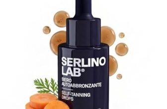 SERLINO LAB Gocce Autoabbronzanti 30 ml, siero abbronzante, Abbronzatura naturale senza sole con DHA + Eritrulosio, Aloe Vera e Acido Ialuronico, Durata 3‑4 giorni, Made in Italy