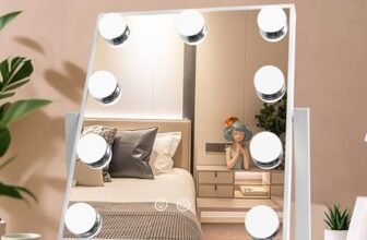 Aogled Specchio Trucco con Illuminazione Hollywood,Dimmerabile,3000K/6000K,per Tavolo da Trucco,300x250mm, Bianco