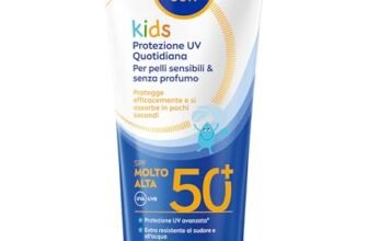 NIVEA SUN Kids Protezione UV Quotidiana SPF 50+ 100 ml, Crema solare 50 bambini per viso e corpo, Protezione solare 50 bambini extra resistente all’acqua, Per pelli sensibili, Senza profumo