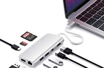 SATECHI Adaptador Multimedia Hub USB C con HDMI 4K, Mini DisplayPort, PD 60W, Ethernet, USB 3.0, Micro/SD, per MacBook Air & Pro, Portatile, PC, Tablet, iPhone, iPad – Argento