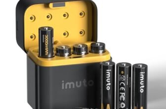 imuto 1.5V Batterie AA ricaricabili 3000mWh, Pile Ricaricabili AA Litio 1600 Cicli con display a LED nero ricarica rapida, 8 pezzi