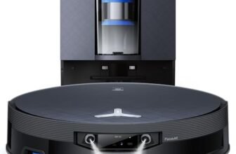 ECOVACS X12 OMNICYCLONE Robot Aspirapolvere Lavapavimenti, BLAST e 22.000 Pa, FocusJet anti-macchie, PowerBoost ultrarapido, OZMO ROLLER 3.0, rullo smart esteso, sollevamento, PureCyclone 2.0