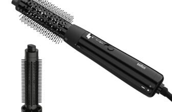 Braun Air Styler AS1.5, compatta, spazzola termica modellante e spazzola a setole rigide, 300W, 3 impostazioni di calore/velocità, Nero lucido, BRAS150E
