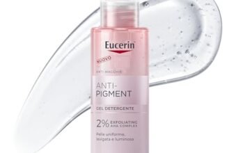Eucerin Anti-Pigment Gel Detergente Viso 200 ml, Detergente schiumogeno antimacchie con 2% complesso esfoliante viso AHA, Acido Glicolico e Acido Lattico, Cleanser per tutti i tipi di pelle