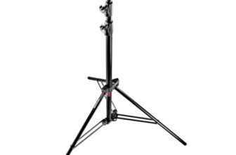 Manfrotto 1004BAC Stativo Serie Babylight con Sistema Pneumatico, 4 sezioni in Alluminio, Altezza 366 cm, Nero