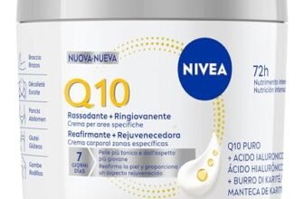 NIVEA Q10 Rassodante + Ringiovanente Aree specifiche 400 ml, Crema rassodante corpo con Coenzima Q10 e Acido Ialuronico, Crema idratante corpo 72h tonificante per seno, braccia, pancia, glutei e gambe