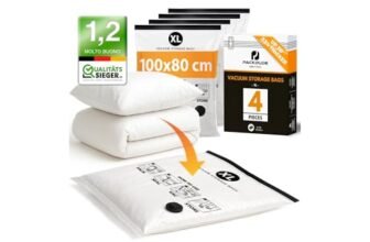 PACKDUDE XL Sacchi Sottovuoto Piumoni, Coperte e Vestiti I 4 PEZZI I Taglia XL: 100×80 cm I Sacchi Sottovuoto Grandi I Large Vacuum Bags for Bedding & Clothing I Sacchetti Sottovuoto Piumoni e Vestiti