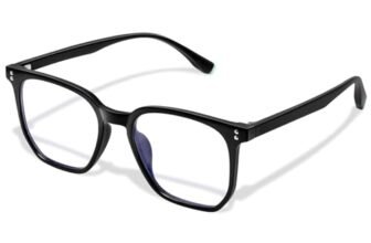 KANASTAL Occhiali Luce Blu Uomo Donna Neri Schermo Computer PC Quadrati Lenti Trasparenti Riposanti anti Affaticamento Black anti Blue Light Glasses Per PC Gaming TV -Nero Lucido