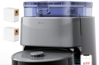 LEFANT M3 Ultra Robot Aspirapolvere e Lavapavimenti con Mappatura, Laser dToF 360°, Aspirazione 23000Pa, Mop Rotanti 75°C con Asciugatura, Autosvuotamento 3,2L, Evitamento PSD, WiFi 2.4G/5G, Alexa/App