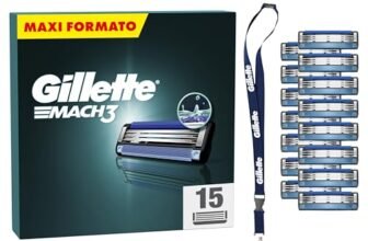 Gillette Mach3 Base 15 Lamette Di Ricambio Per Rasoio Barba Mach 3, Con Striscia Lubrificante Per Una Scorrevolezza Fluida , Lamette Gillette