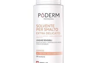 PODERM – SOLVENTE PER UNGHIE EXTRA DELICATO AL TEA TREE – Rimozione Rapida e Semplice dello smalto – Senza acetone – Rafforza e nutre – Ideale per unghie sensibili – 100 ml – Swiss Lab