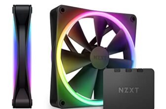 NZXT F140 RGB Duo Twin Pack – RF-D14DF-B1-2 ventole RGB a due lati da 140 mm con controller – 20 LED indirizzabili individualmente – Flusso d’aria e pressione statica bilanciati – Nero