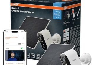 OSRAM Telecamera solare per esterni SMART+ WiFi, 4 MP 2K IP66, batteria da 5200 mAh, sensore PIR, 6 mesi, compatibile con Alexa, bianco