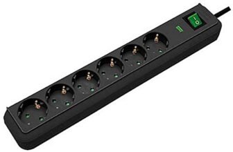 Brennenstuhl Eco-Line 13.500A presa multipla con protezione di sovratensione 6 prese nero 1,5m H05VV-F 3G1,0