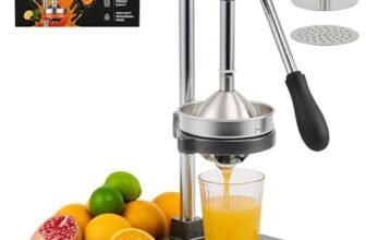 CO-Z Spremiagrumi Manuale Professionale Spremiagrumi a Leva Acciaio con 12,8 cm Filtro Spremi per Melograno Arancia Pom Lime e Limone, Spremiagrumi Lavabile in Lavastoviglie, Grigio