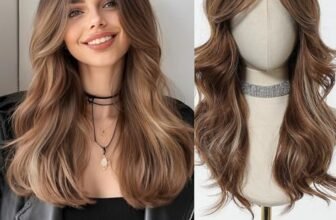 Esmee Lungo Strati Ondulati Parrucche Marrone per le Donne Natuaral Capelli Sintetici Resistenti al Calore Ombre Parrucca per Uso Quotidiano Cosplay Partito