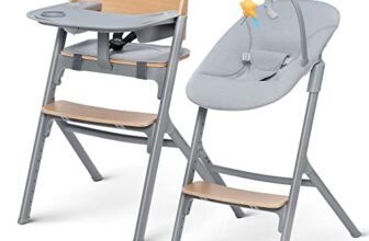 Kinderkraft Seggiolone Pappa LIVY + Sdraietta CALMEE, 4in1, Sedia per tutta Famiglia, dalla Nascita fino 110 kg, Regolazione, Struttura ergonomica, Minimalista Design, Legno
