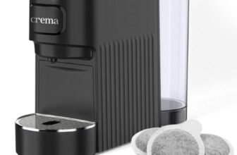 Macchina Caffè Cialde E.S.E. per Espresso Cremoso – 10 CIALDE COMPRESE, Macchinetta Del Caffe Cialde Compatta, Serbatoio 1.2L, Spegnimento Automatico, Espulsione Cialda, Vassoio Regolabile – Nero