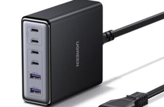 UGREEN Zapix 100W Caricatore USB C, Ricarica Rapida con 6 porte,Stazione di Ricarica da scrivania GaN Compatibile con MacBook Pro/Air, iPhone 17 Pro Max Air/Serie 16-12, Galaxy e Dell