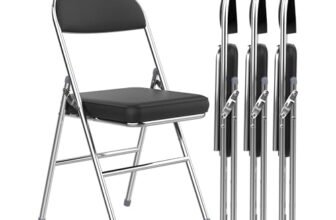 Chleby 4Pcs Comoda sedia pieghevole da cucina sedie pieghevoli in pelle sedia per visitatori con cuscino spesso sedie da pranzo pieghevoli adatte per cucina, interni, esterni, sala conferenze nero