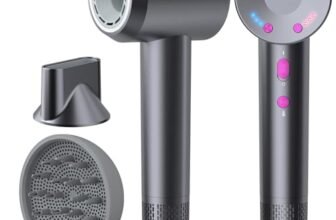 DMTIVMG Asciugacapelli Ionico 1600W Phon Capelli Professionale 500 Milioni Ioni Negativi 50 dB 12 Modalità 4 Temperature 3 Velocità del Vento 160000 RPM Motore Senza Spazzole 2 Accessori Magnetici